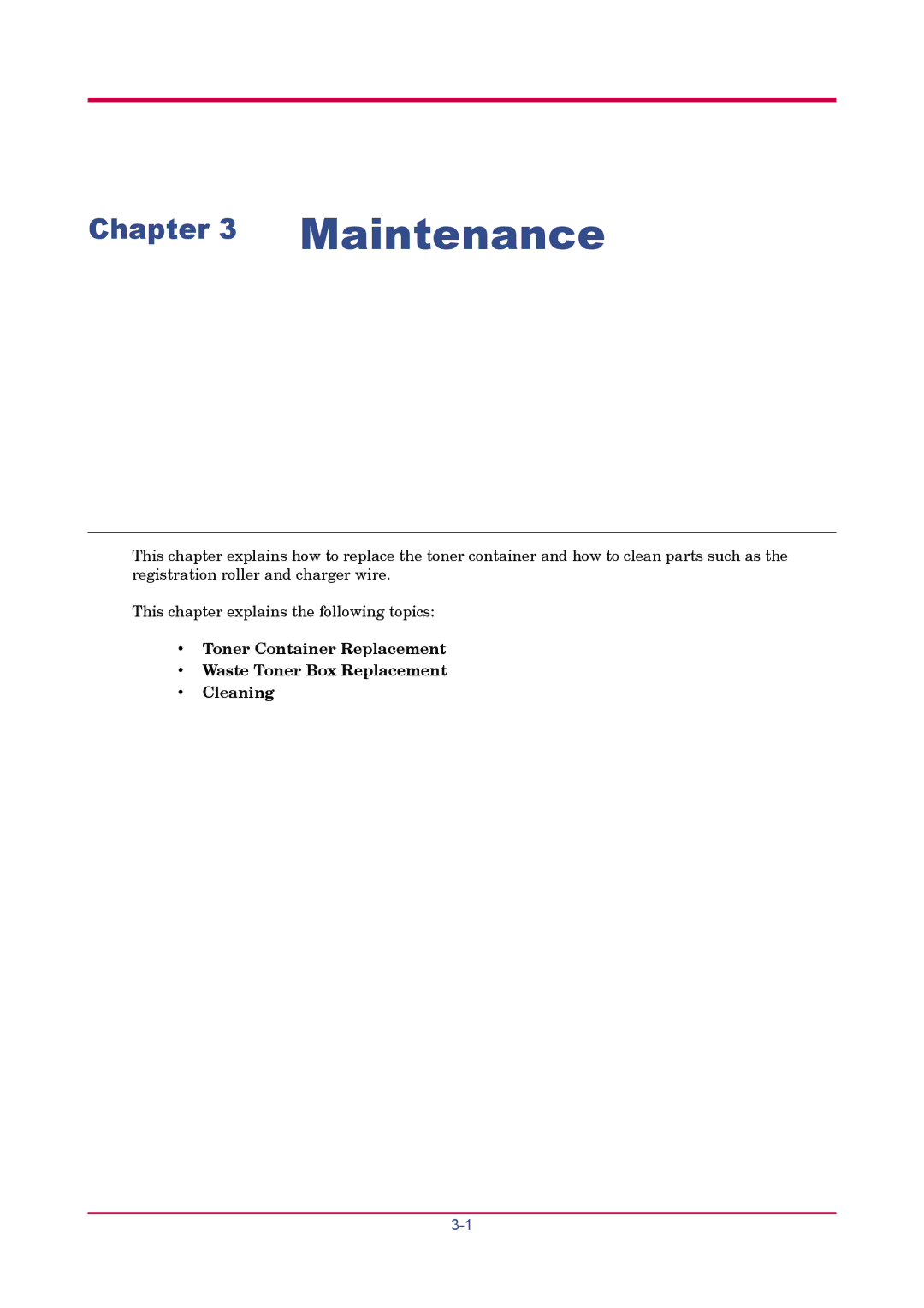 Kyocera FS-1900 manual Maintenance 