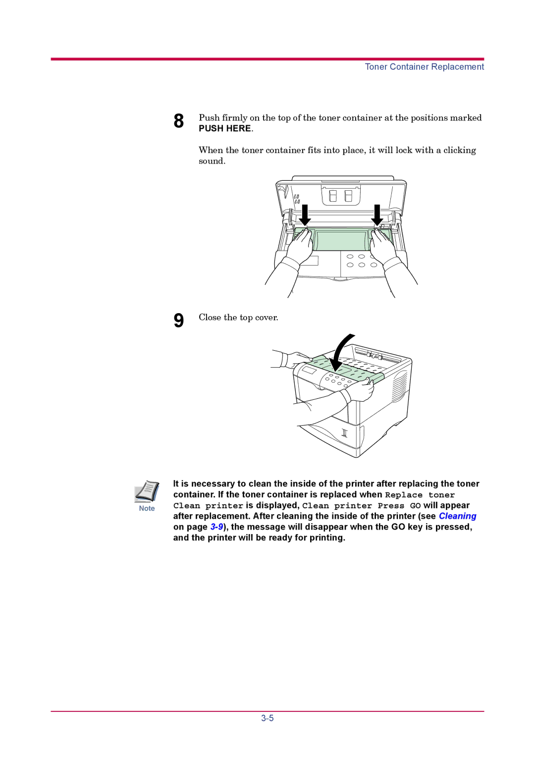 Kyocera FS-1900 manual Push Here 