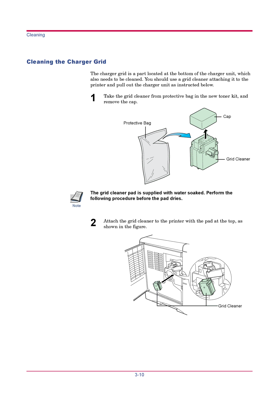 Kyocera FS-1900 manual Cleaning the Charger Grid 