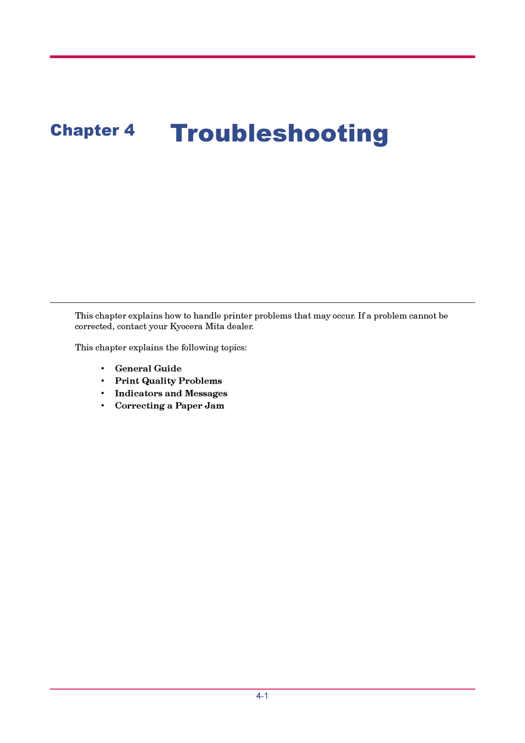 Kyocera FS-1900 manual Troubleshooting 