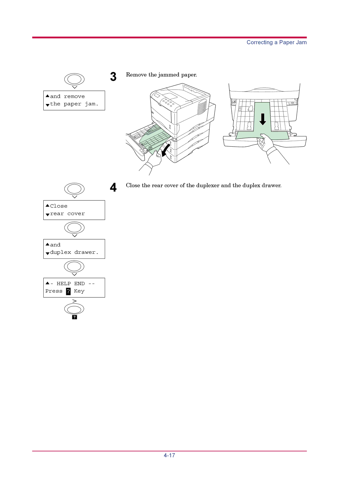 Kyocera FS-1900 manual Remove the jammed paper 