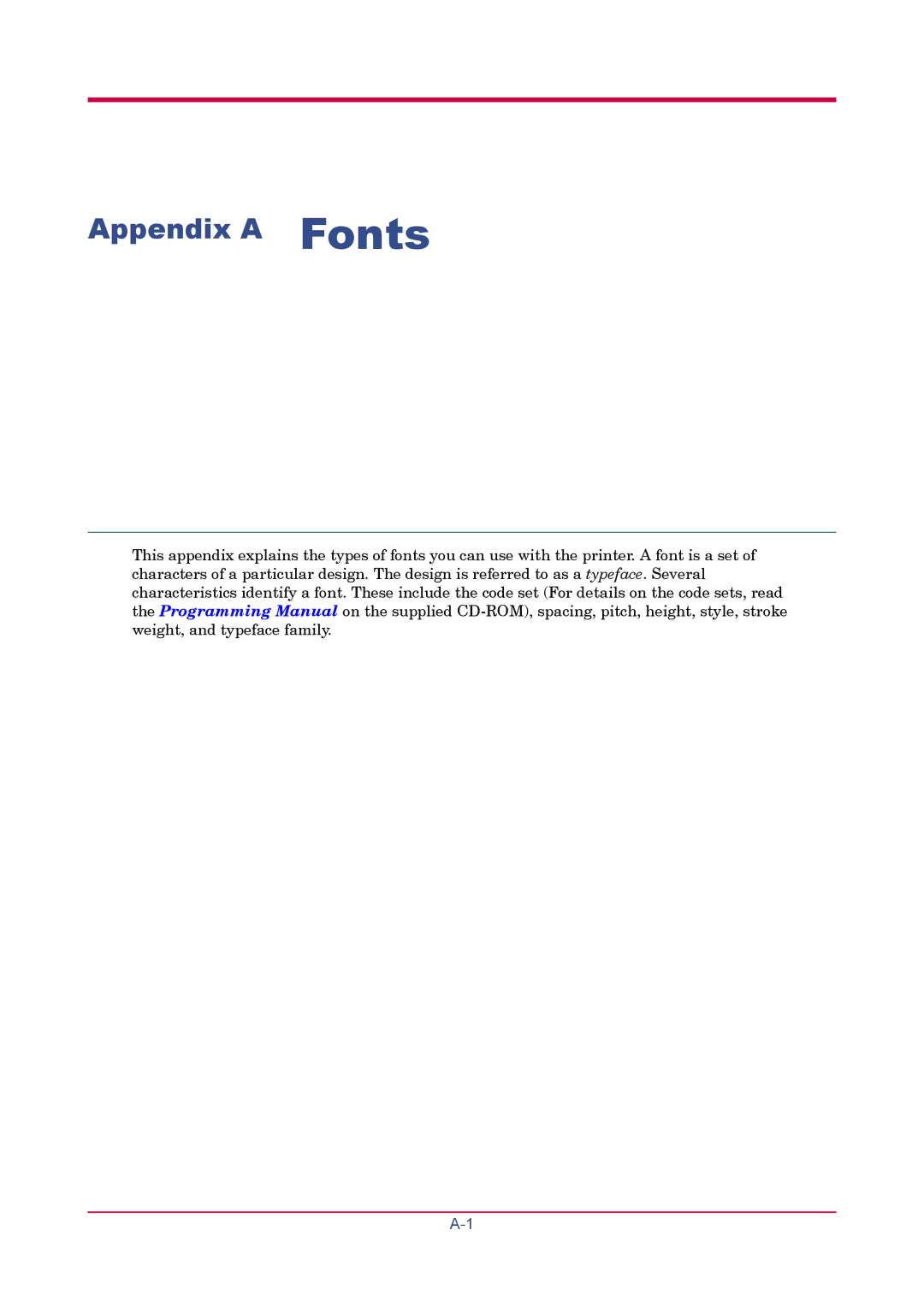 Kyocera FS-1900 manual Appendix a Fonts 