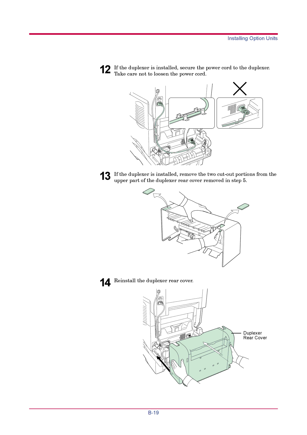 Kyocera FS-1900 manual Duplexer Rear Cover 