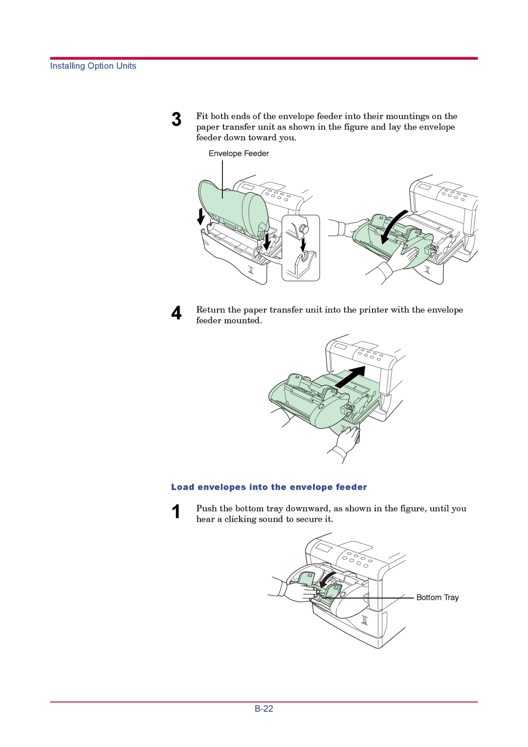 Kyocera FS-1900 manual Load envelopes into the envelope feeder 