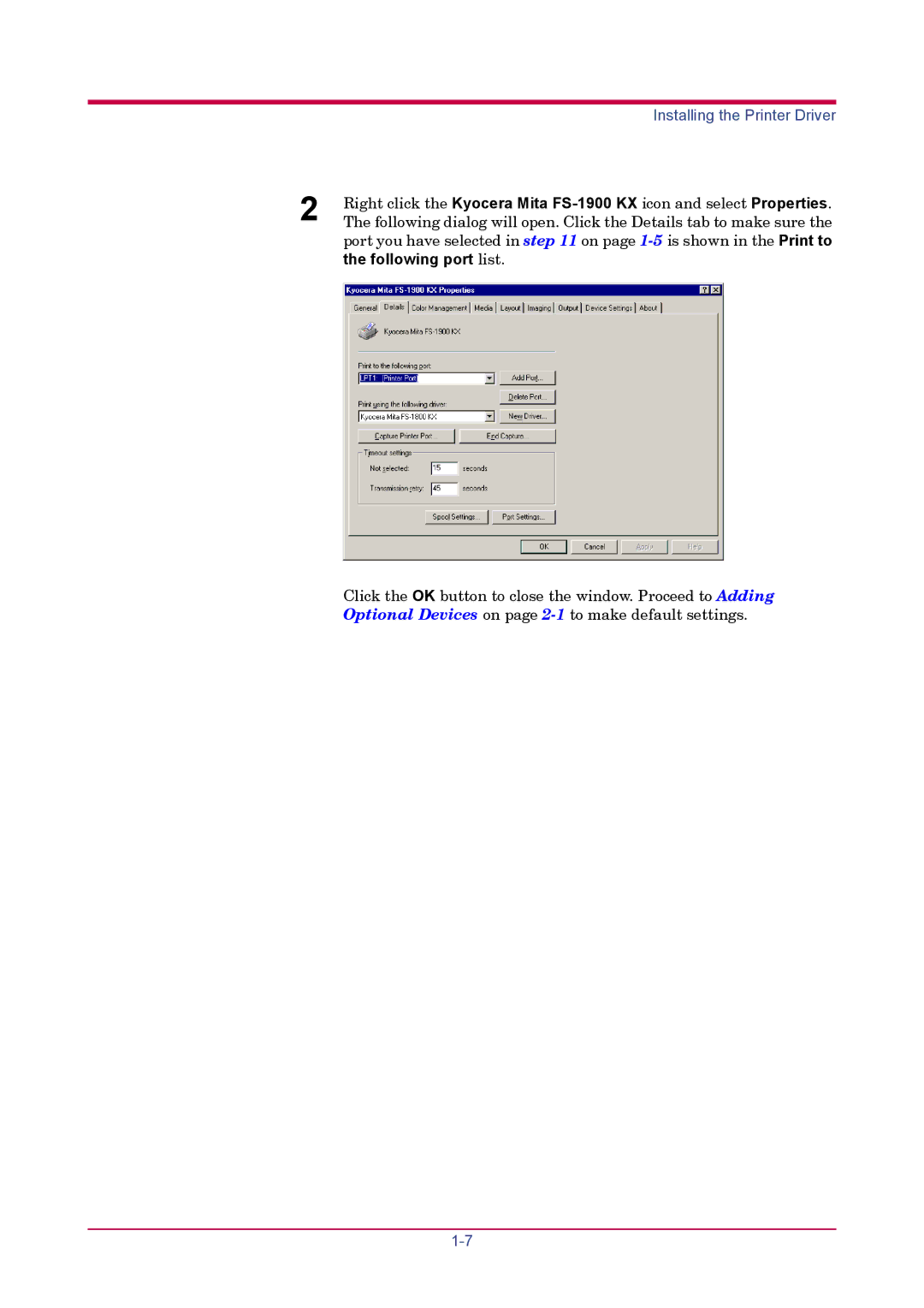 Kyocera FS-1900 manual Installing the Printer Driver 