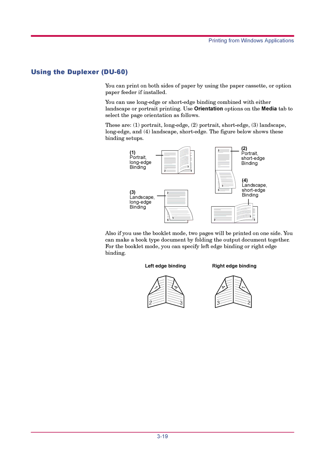 Kyocera FS-1900 manual Using the Duplexer DU-60 