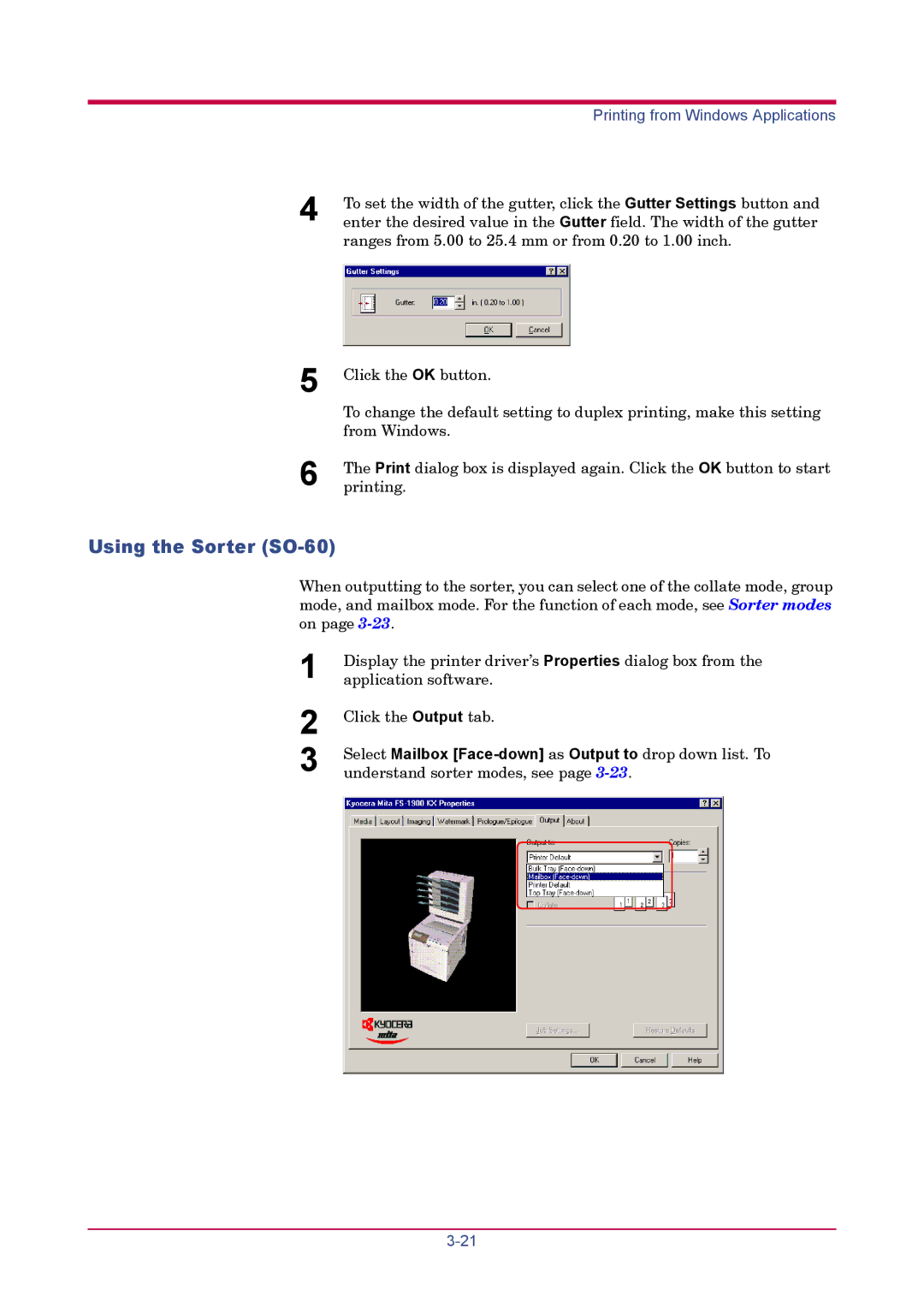 Kyocera FS-1900 manual Using the Sorter SO-60 