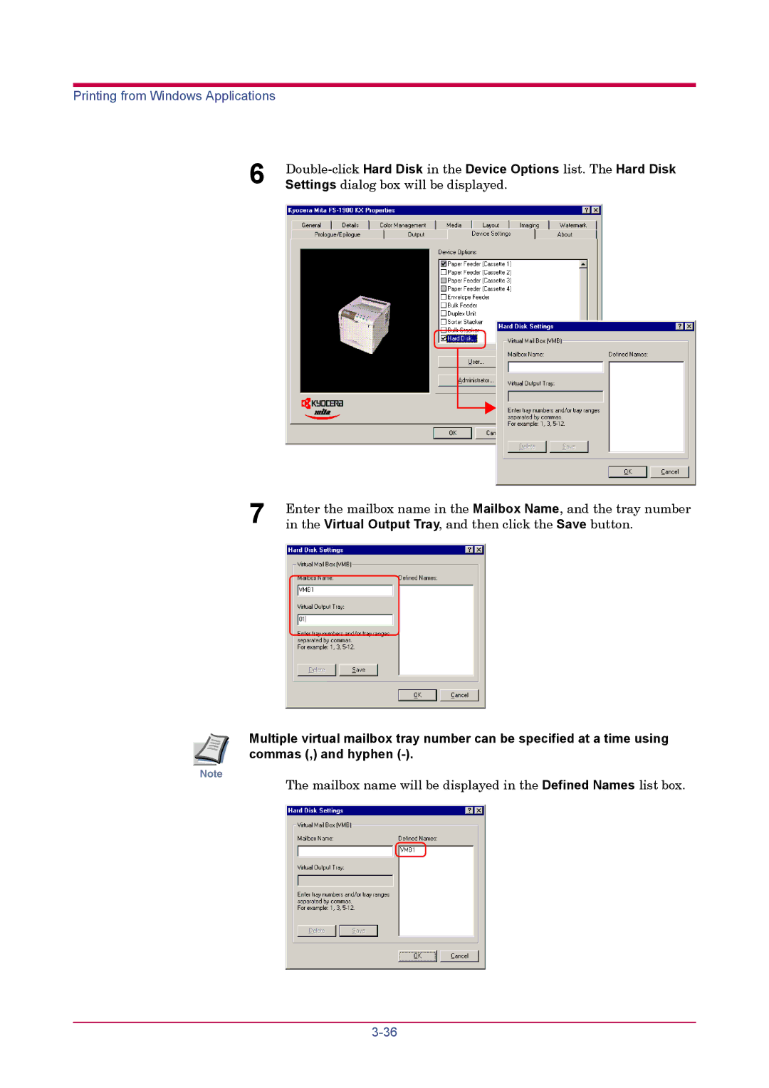 Kyocera FS-1900 manual Settings dialog box will be displayed 