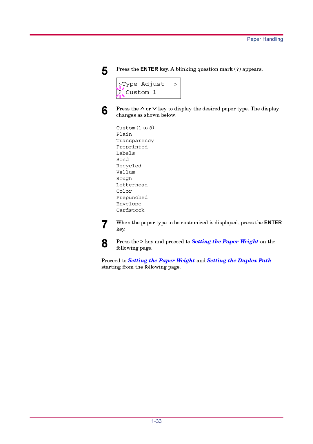 Kyocera FS-1900 manual Paper Handling 