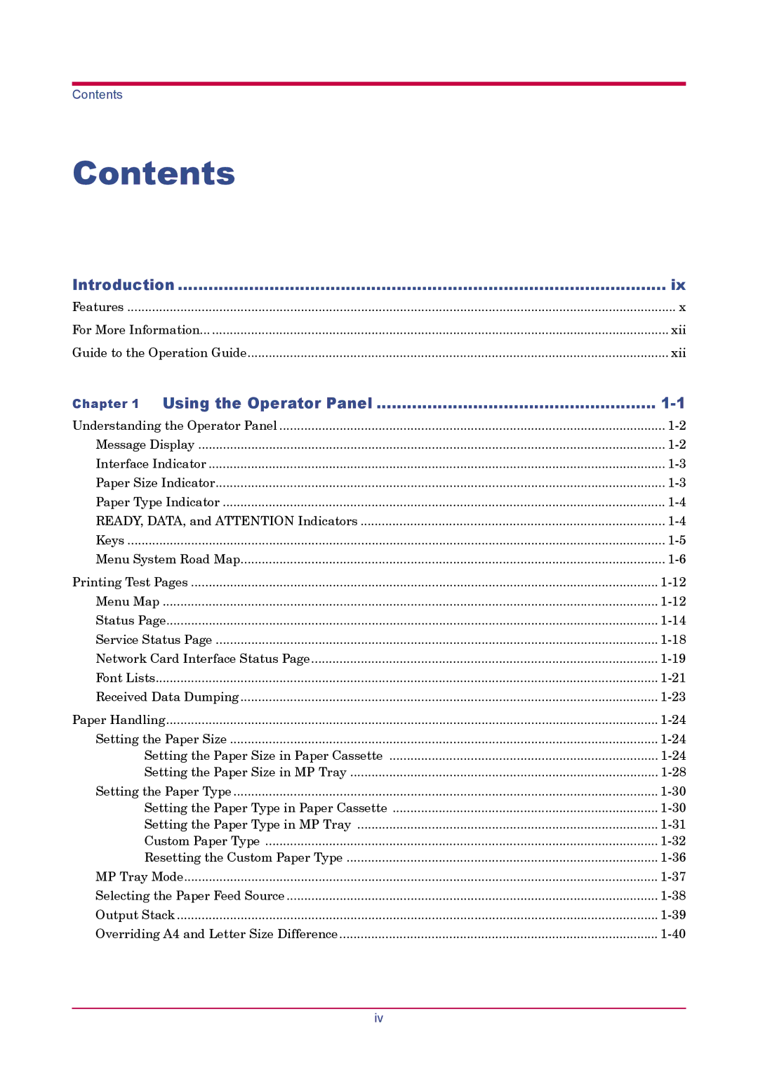 Kyocera FS-1900 manual Contents 