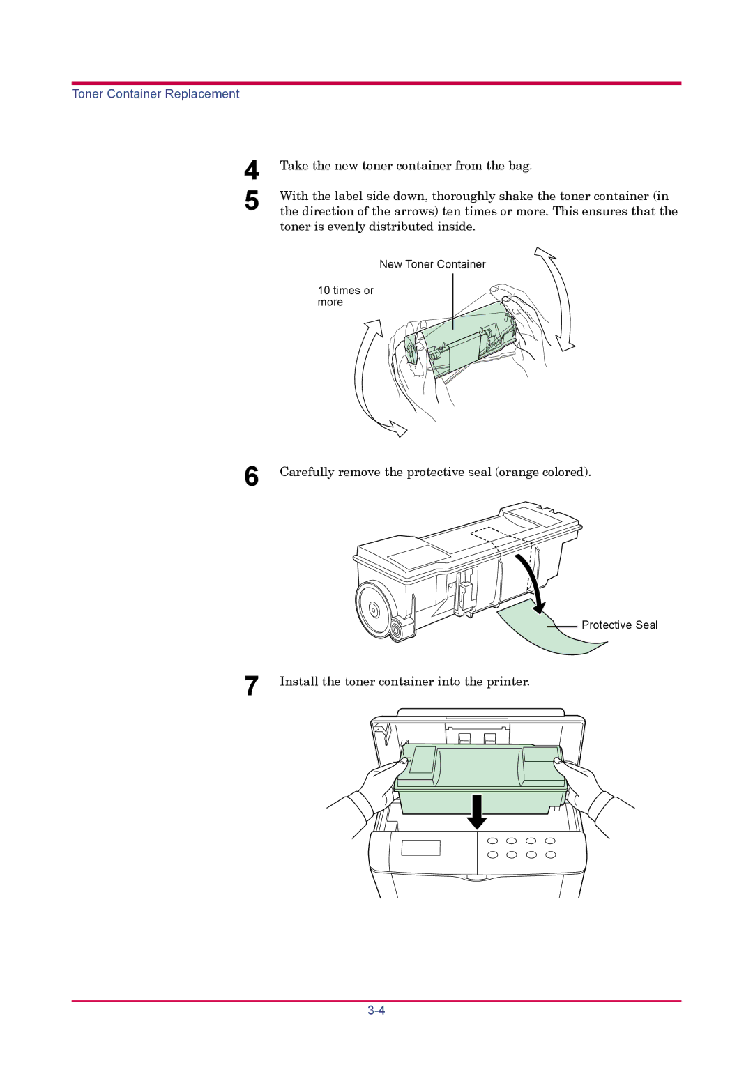 Kyocera FS-1920 manual Carefully remove the protective seal orange colored 