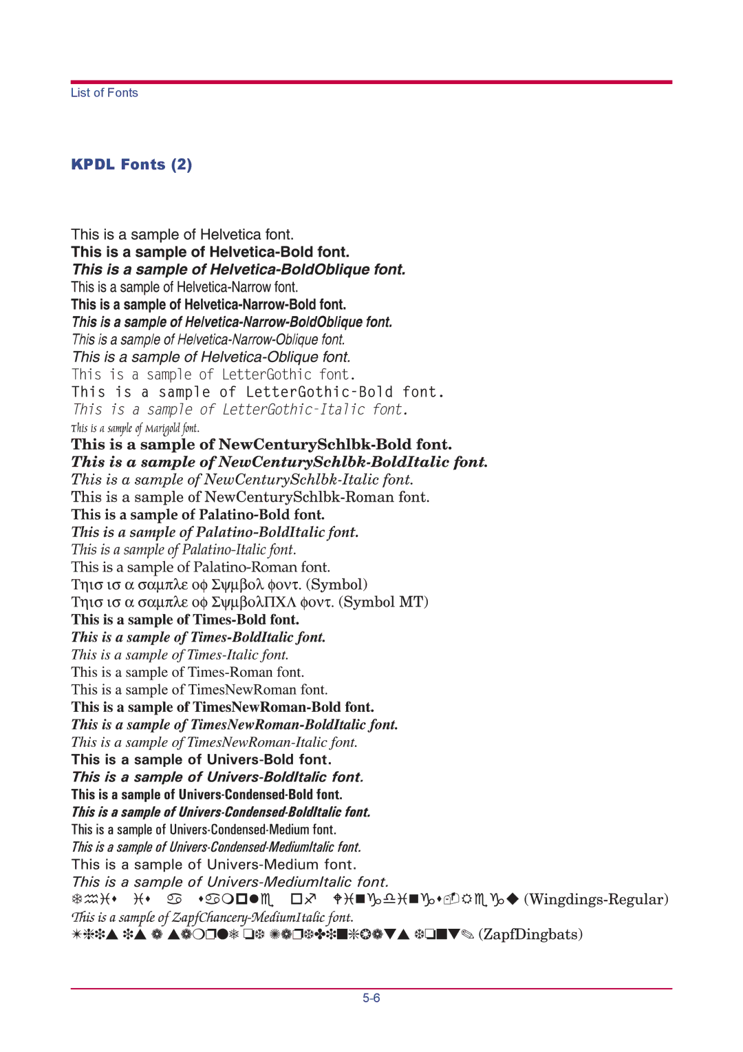 Kyocera FS-1920 manual Kpdl Fonts 