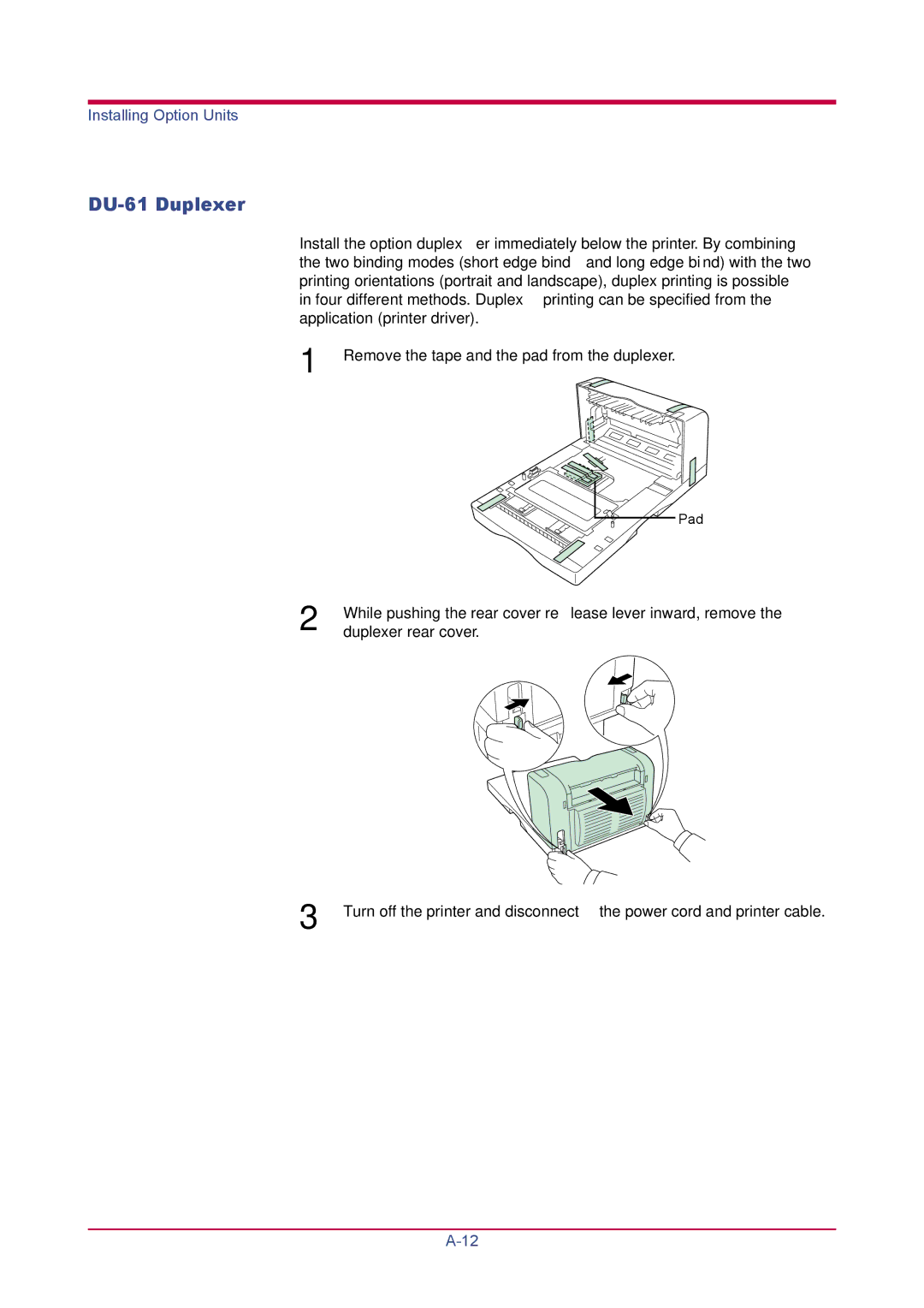 Kyocera FS-1920 manual DU-61 Duplexer 