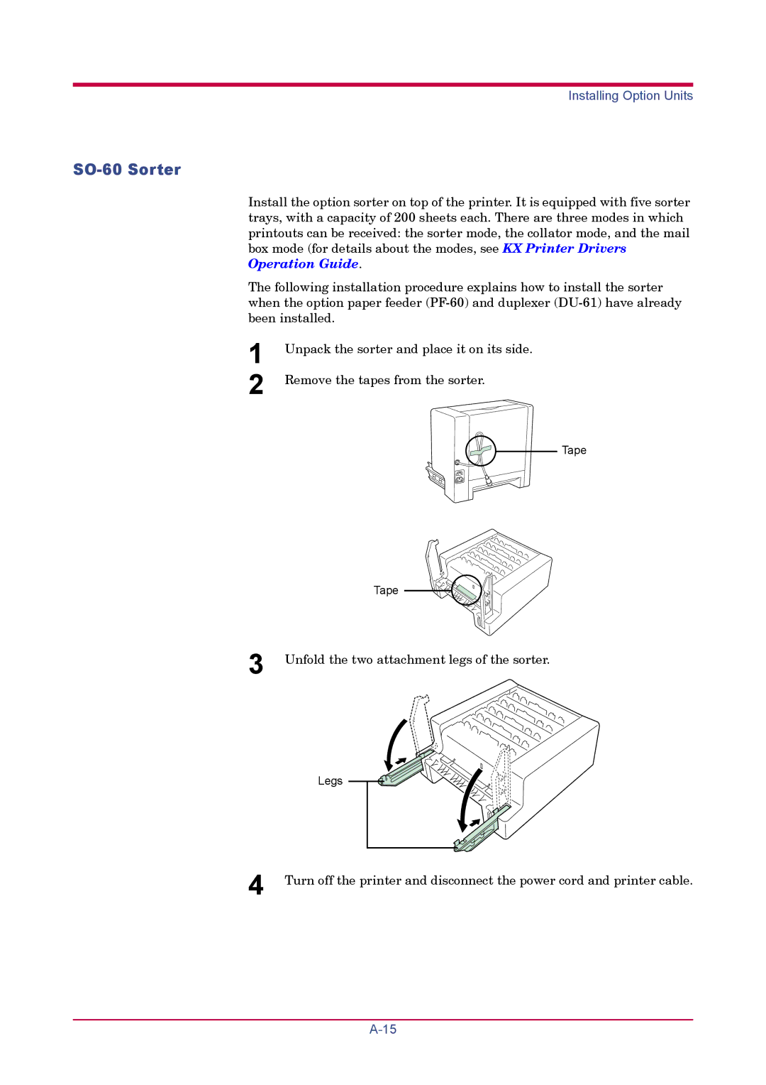 Kyocera FS-1920 manual SO-60 Sorter 