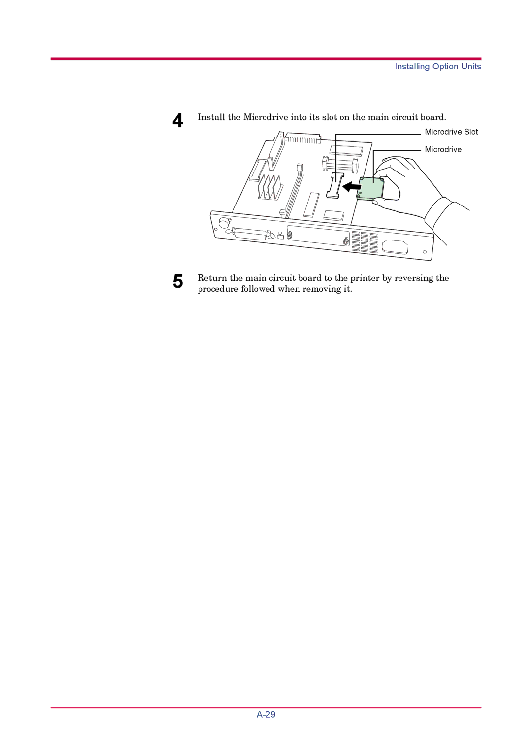 Kyocera FS-1920 manual Return the main circuit board to the printer by reversing 