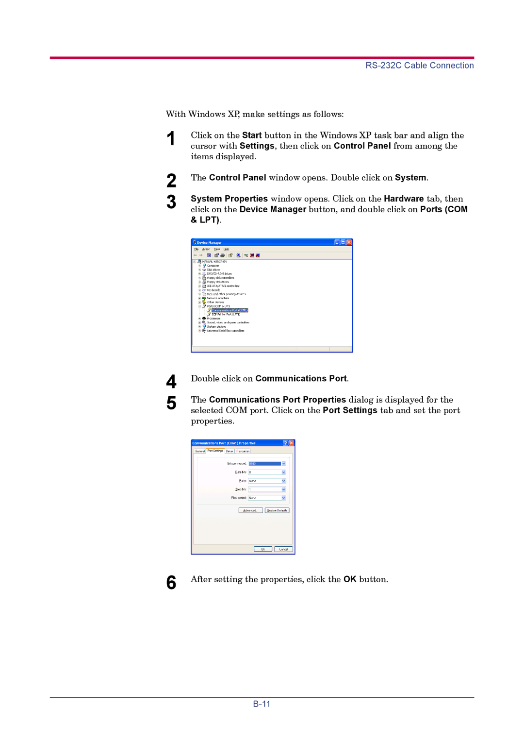 Kyocera FS-1920 manual Double click on Communications Port 