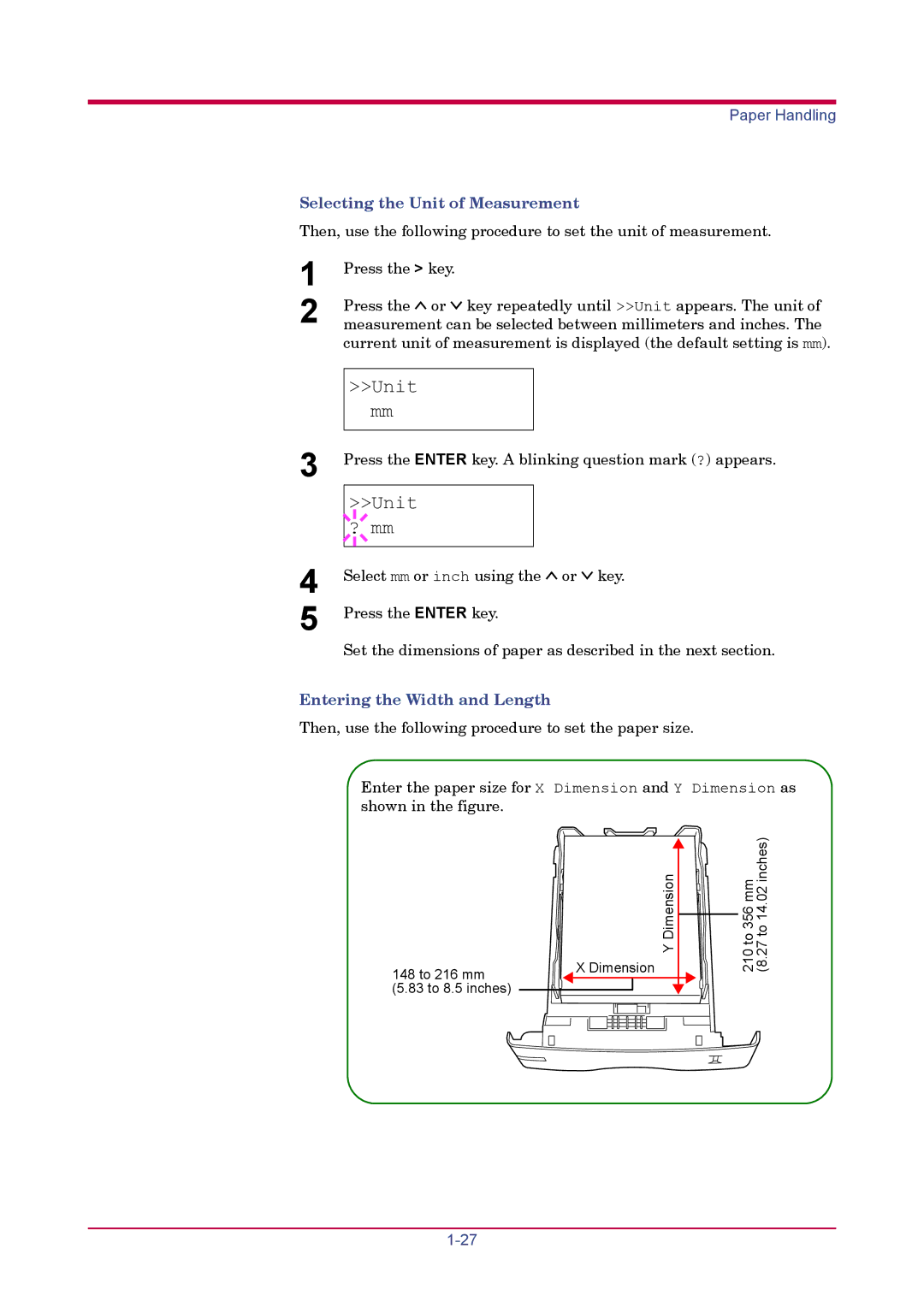 Kyocera FS-1920 manual Unit mm, Unit ? mm 