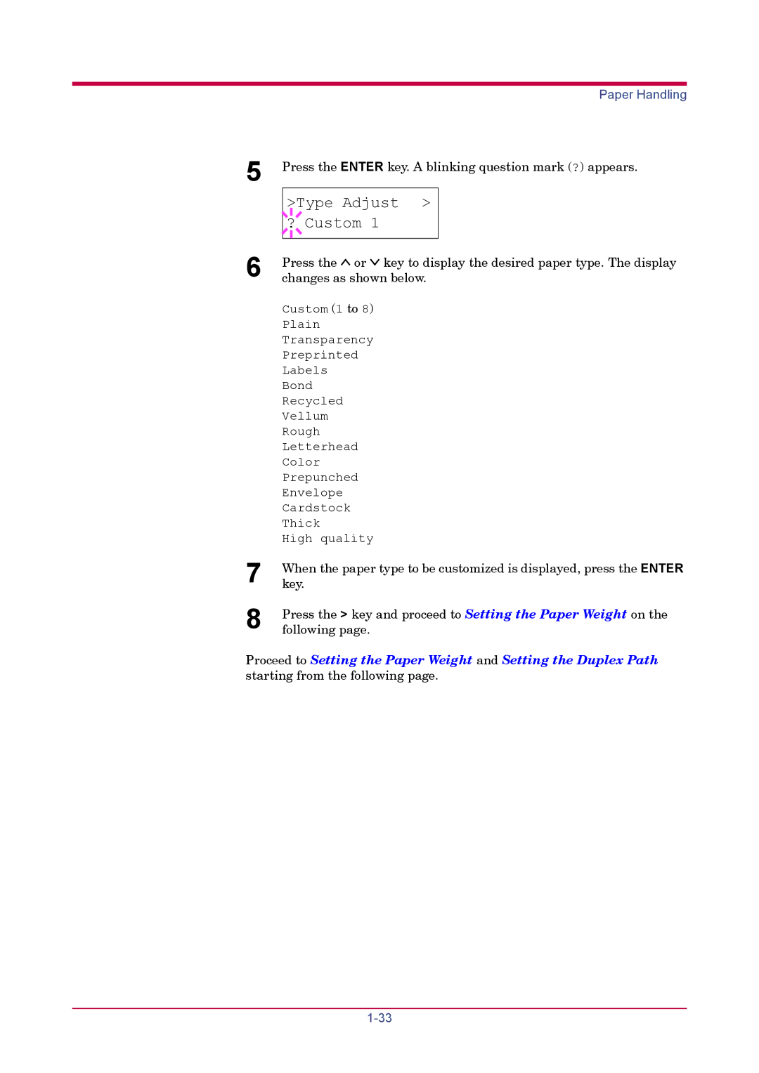 Kyocera FS-1920 manual Paper Handling 