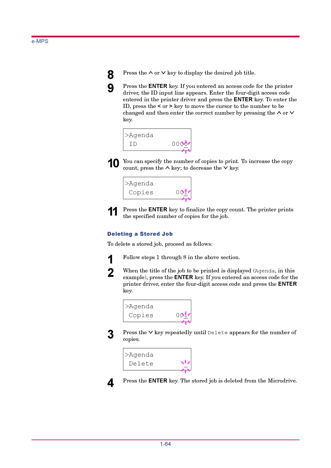 Kyocera FS-1920 manual Deleting a Stored Job 