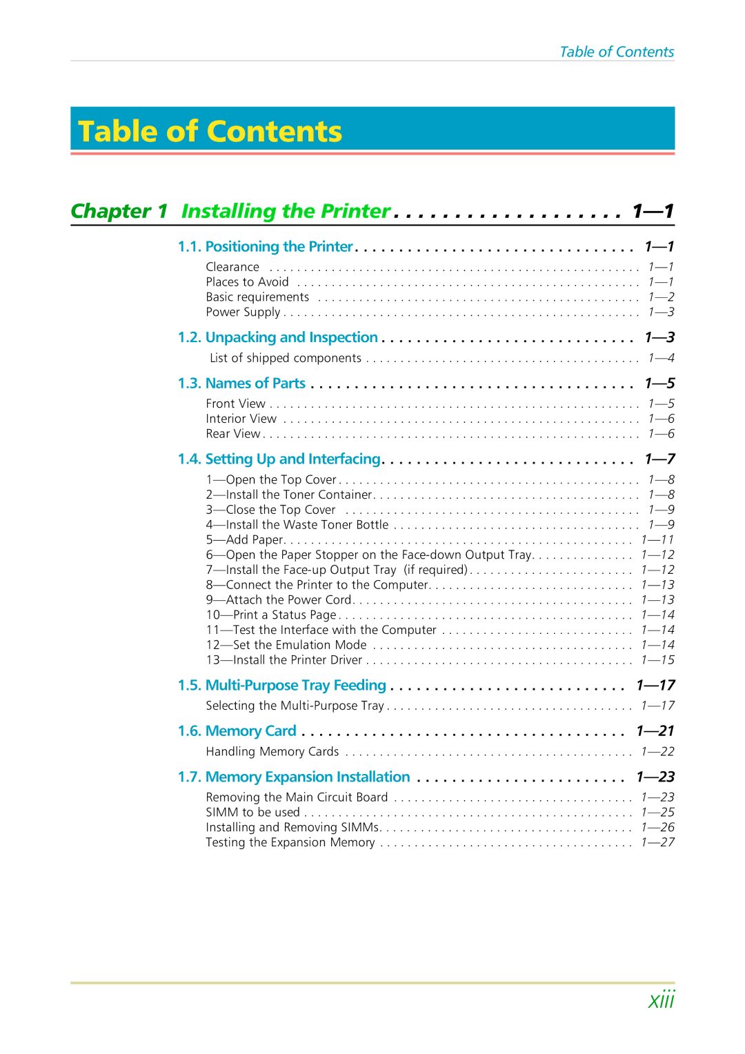 Kyocera FS-3700 manual Table of Contents 