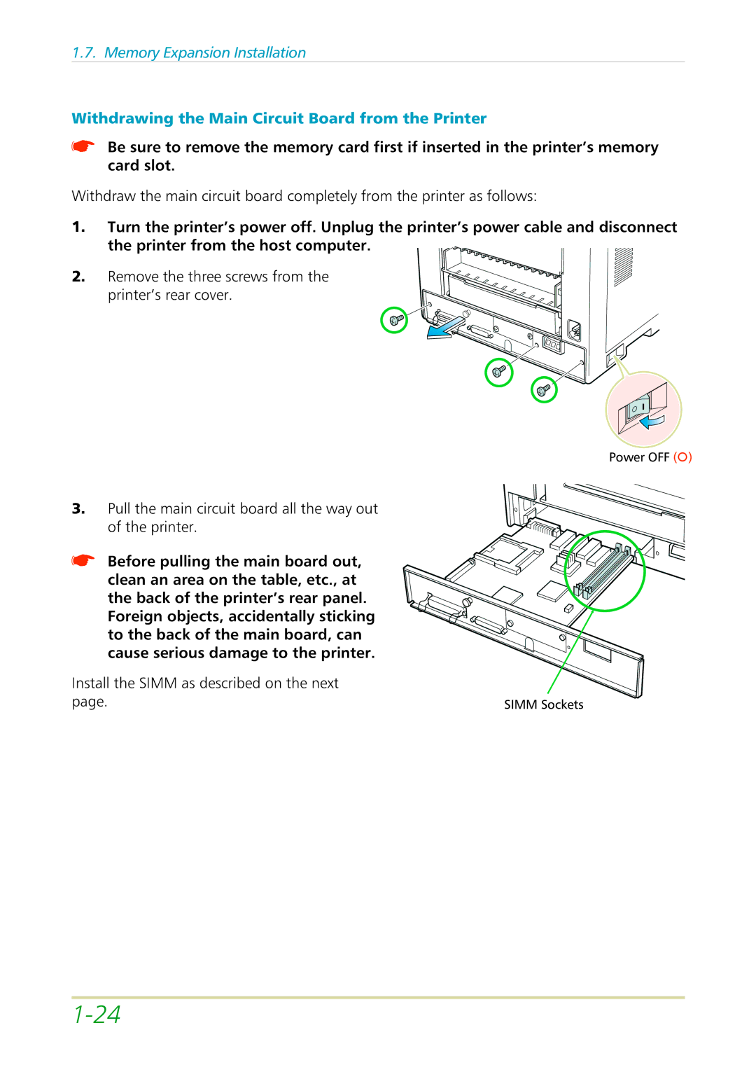 Kyocera FS-3700 manual Withdrawing the Main Circuit Board from the Printer 