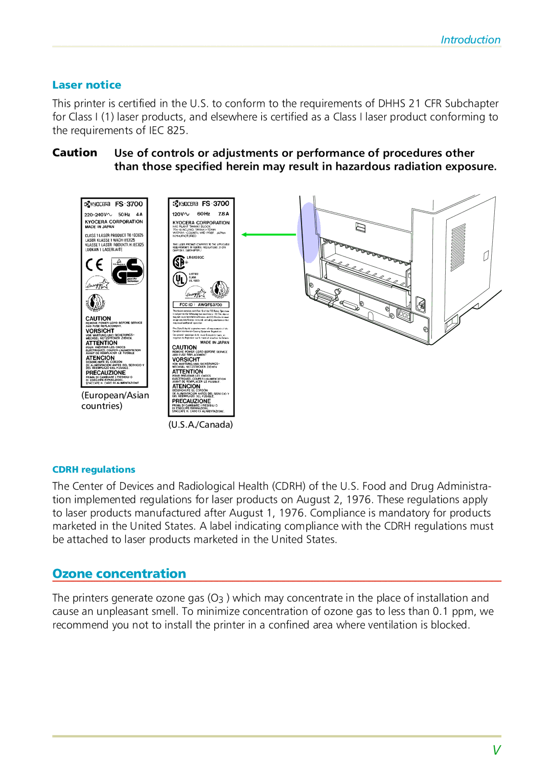 Kyocera FS-3700 manual Ozone concentration 