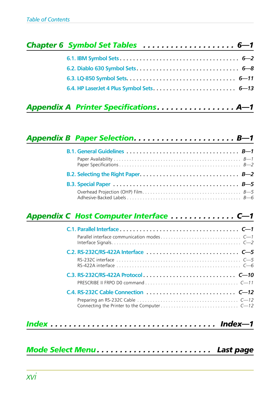 Kyocera FS-3700 manual Xvi 