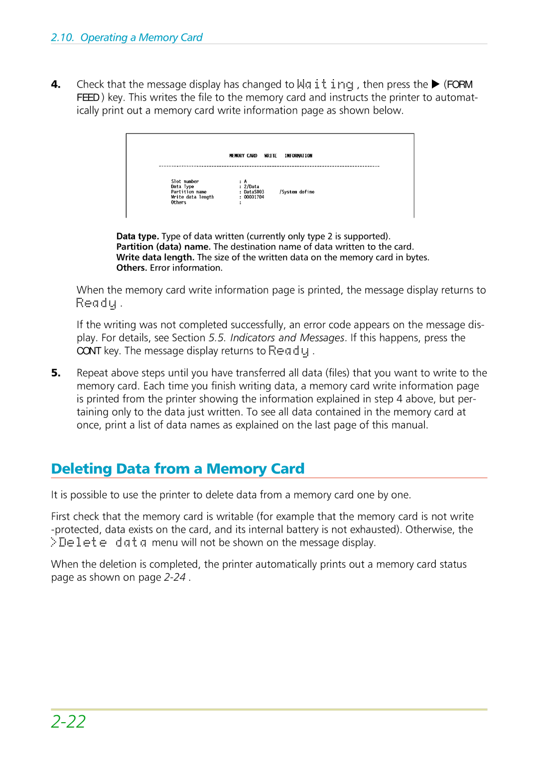 Kyocera FS-3700 manual Deleting Ddata from a Memory Card 