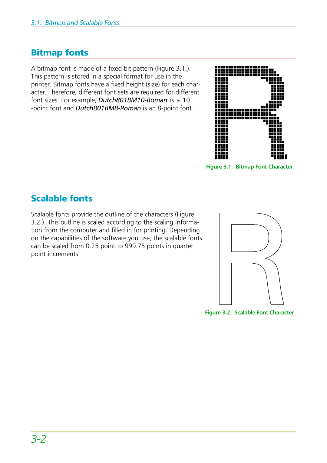 Kyocera FS-3700 manual Bitmap fonts, Scalable fonts 