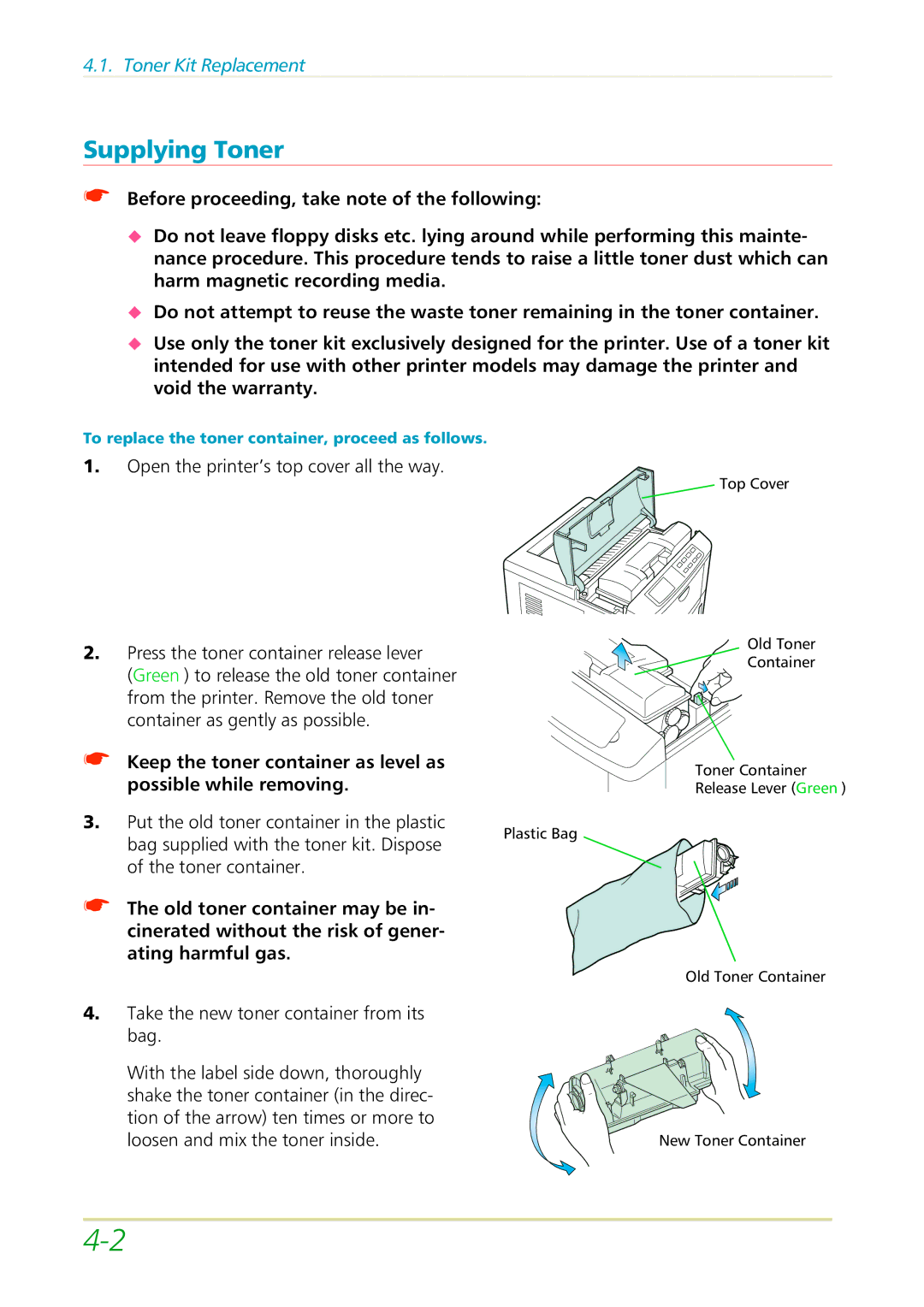 Kyocera FS-3700 manual Supplying Toner 