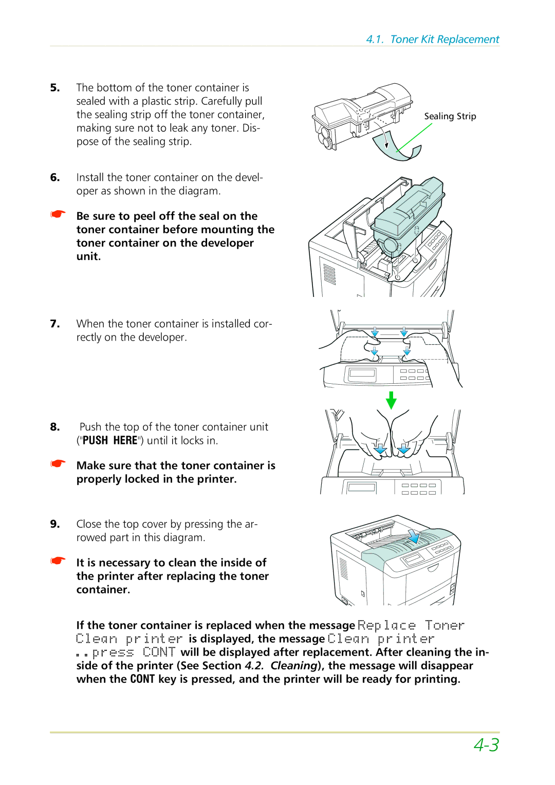 Kyocera FS-3700 manual Close the top cover by pressing the ar 