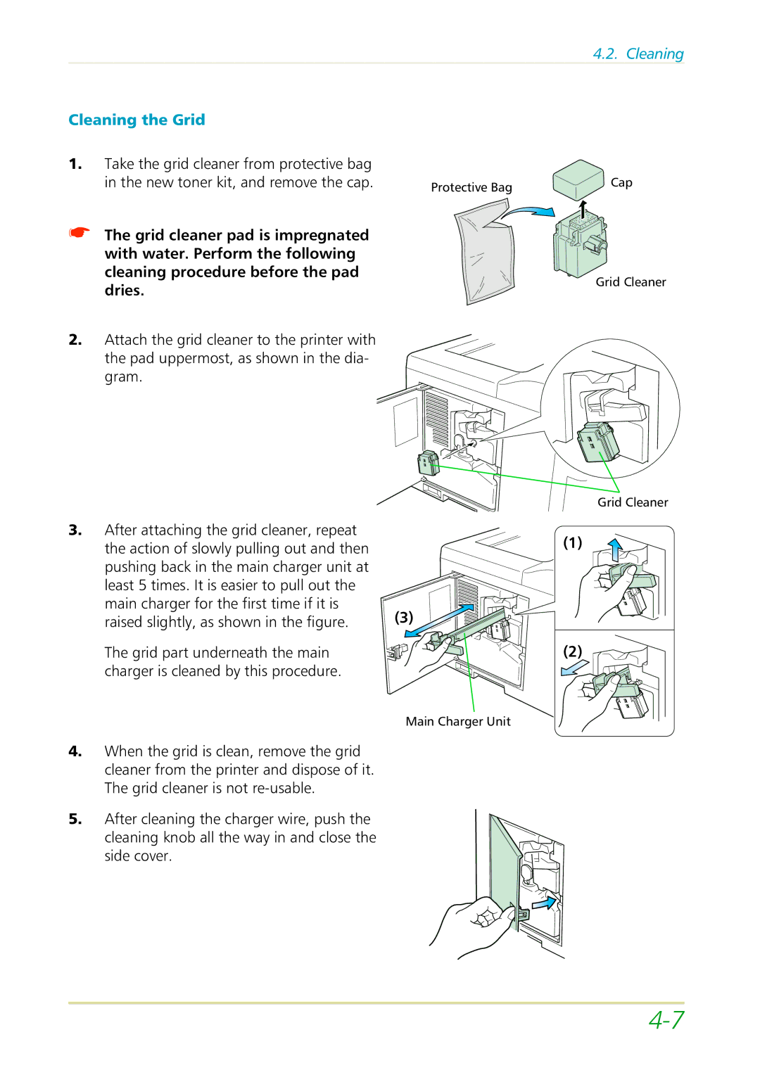 Kyocera FS-3700 manual Cleaning the Grid 