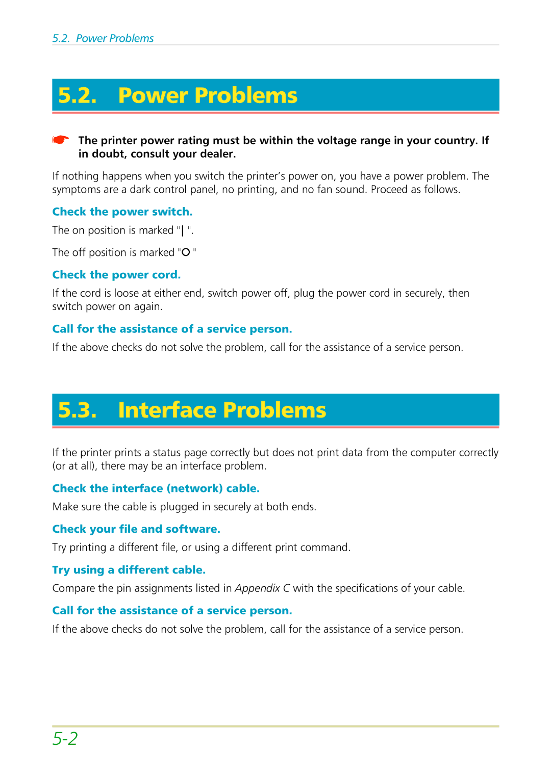 Kyocera FS-3700 manual Power Problems, Interface Problems 