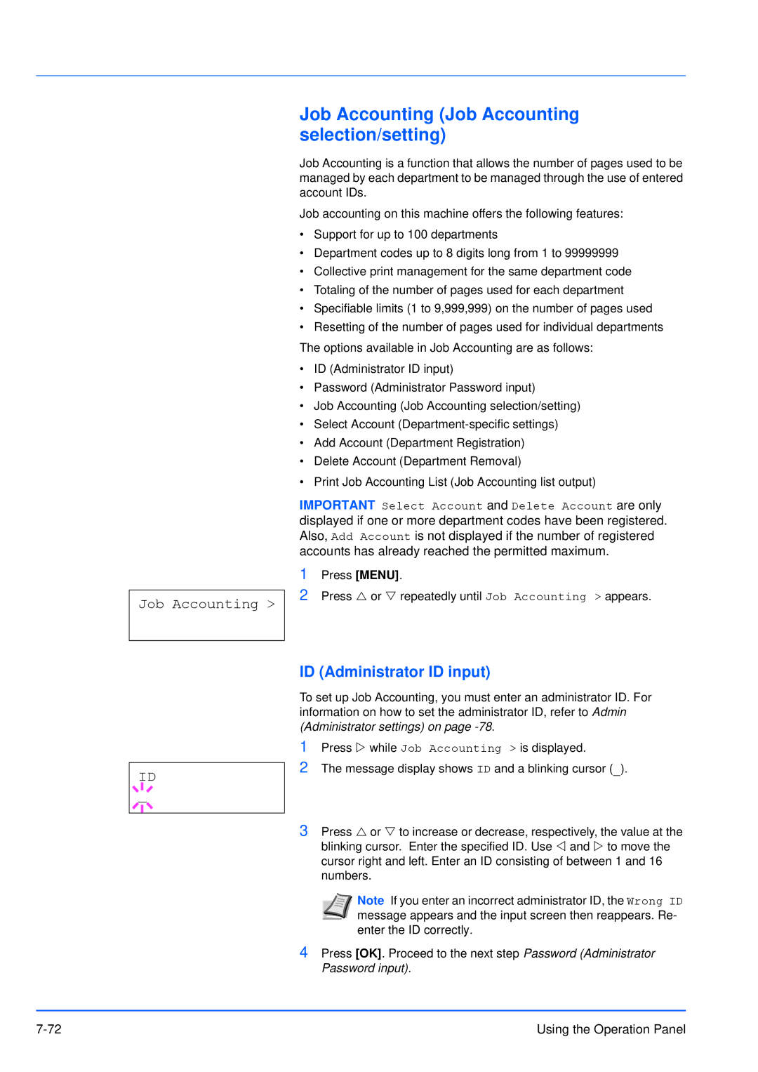 Kyocera FS-3920DN manual Job Accounting Job Accounting selection/setting 