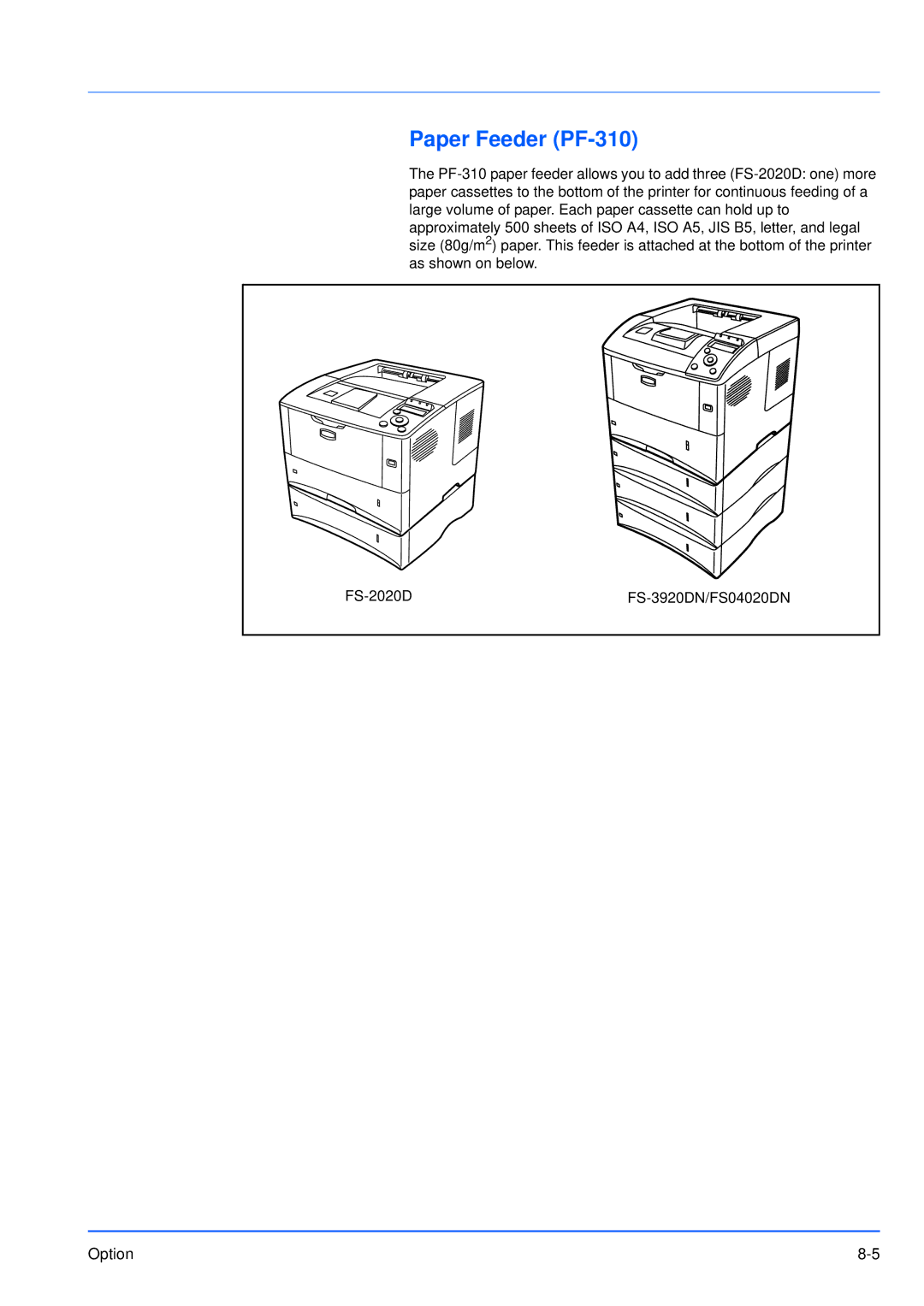 Kyocera FS-3920DN manual Paper Feeder PF-310 