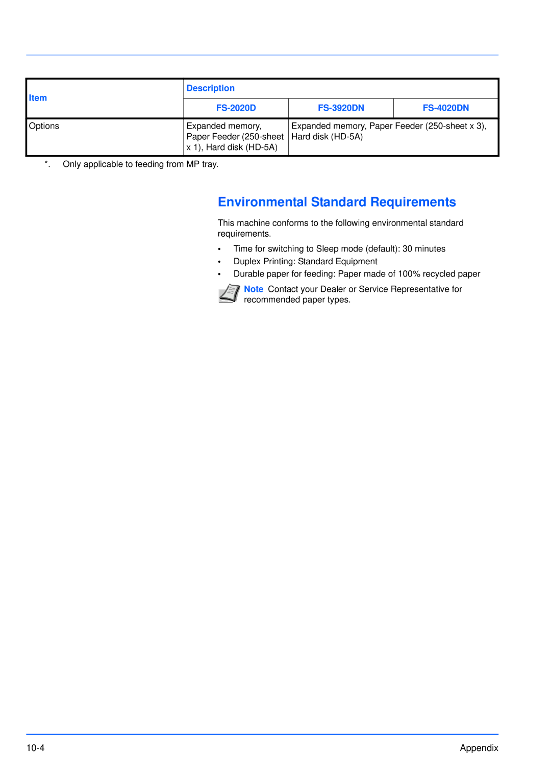 Kyocera FS-3920DN manual Environmental Standard Requirements 