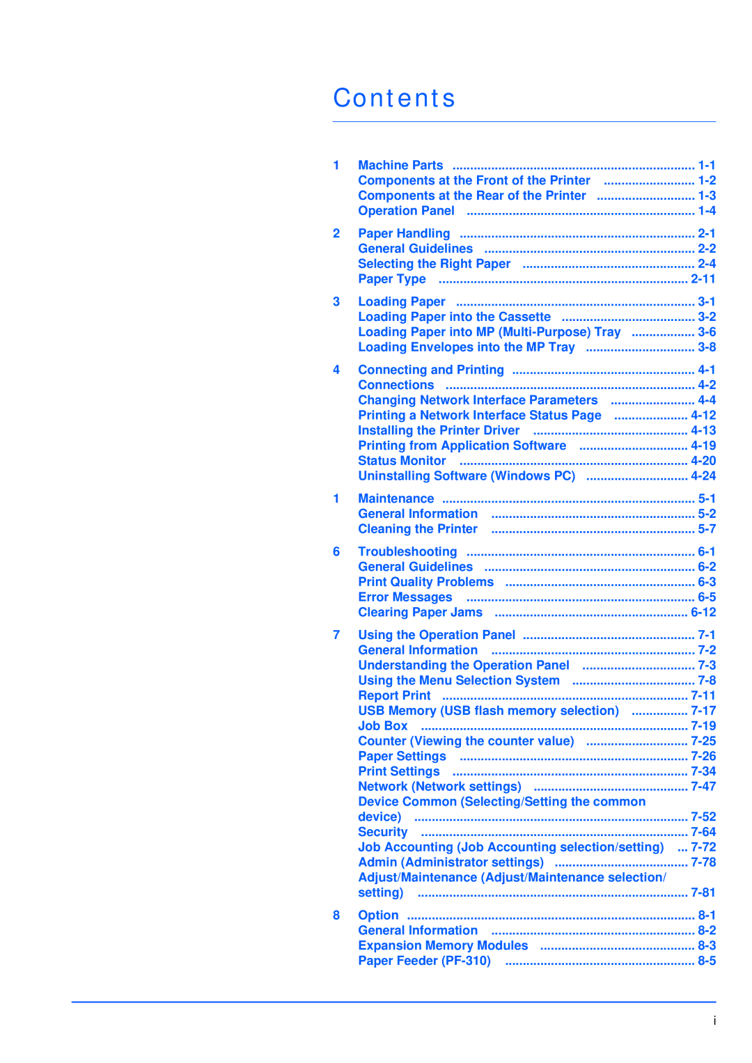 Kyocera FS-3920DN manual Contents 