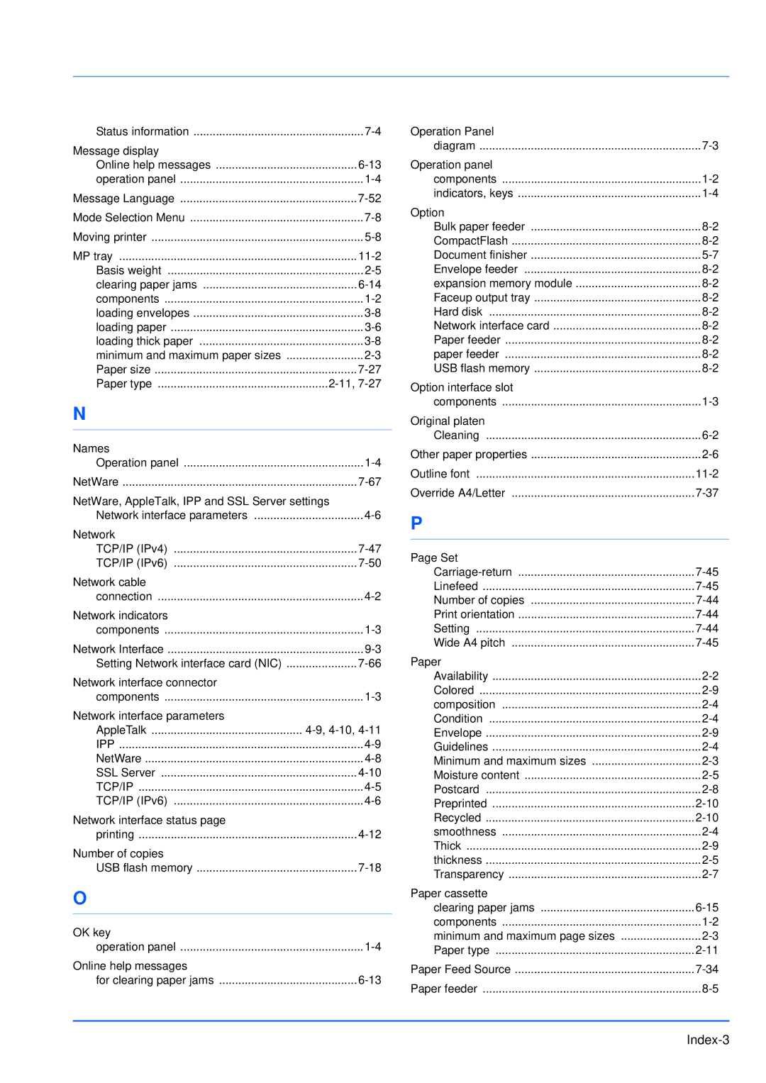 Kyocera FS-3920DN manual Index-3 