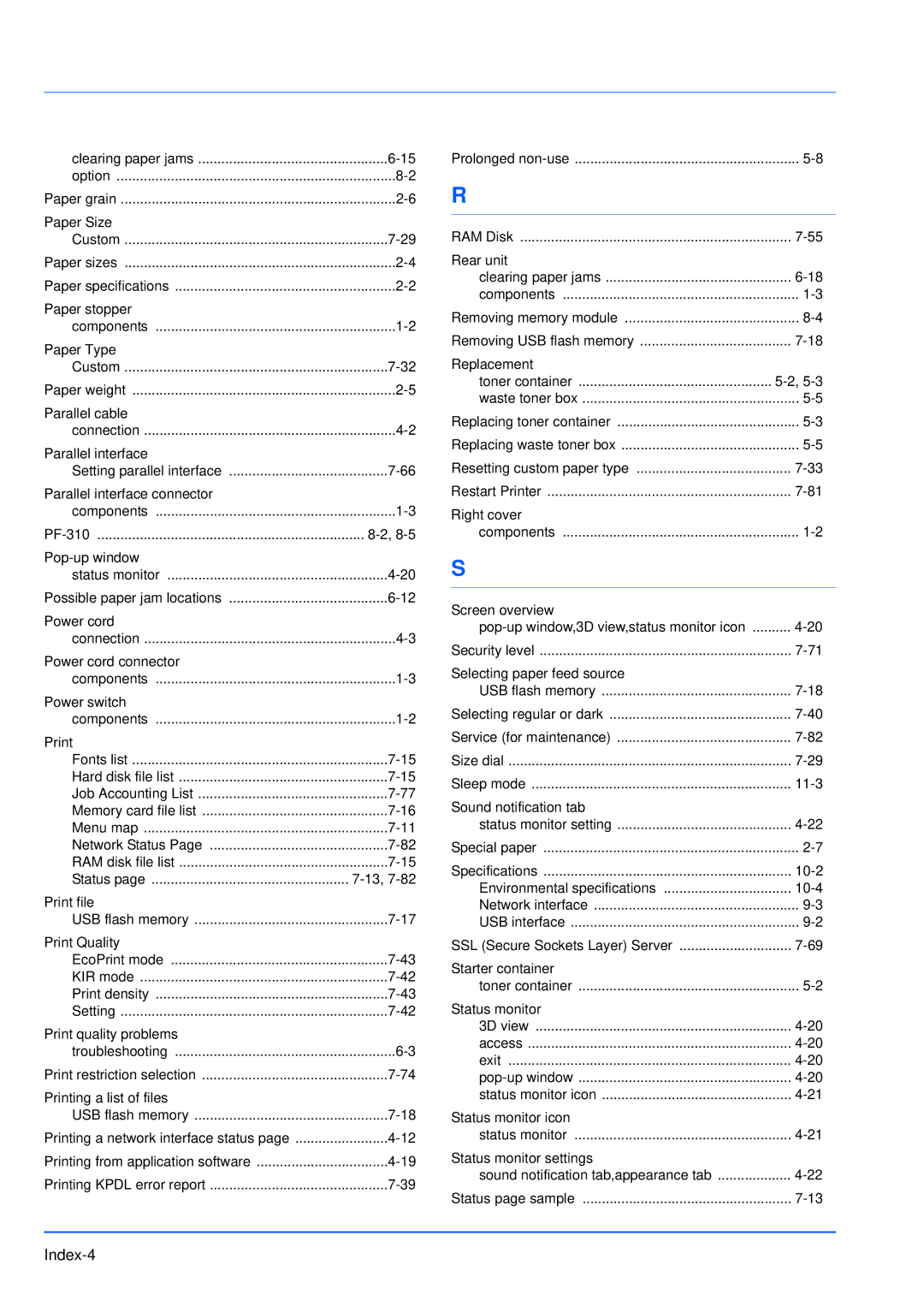 Kyocera FS-3920DN manual Index-4 