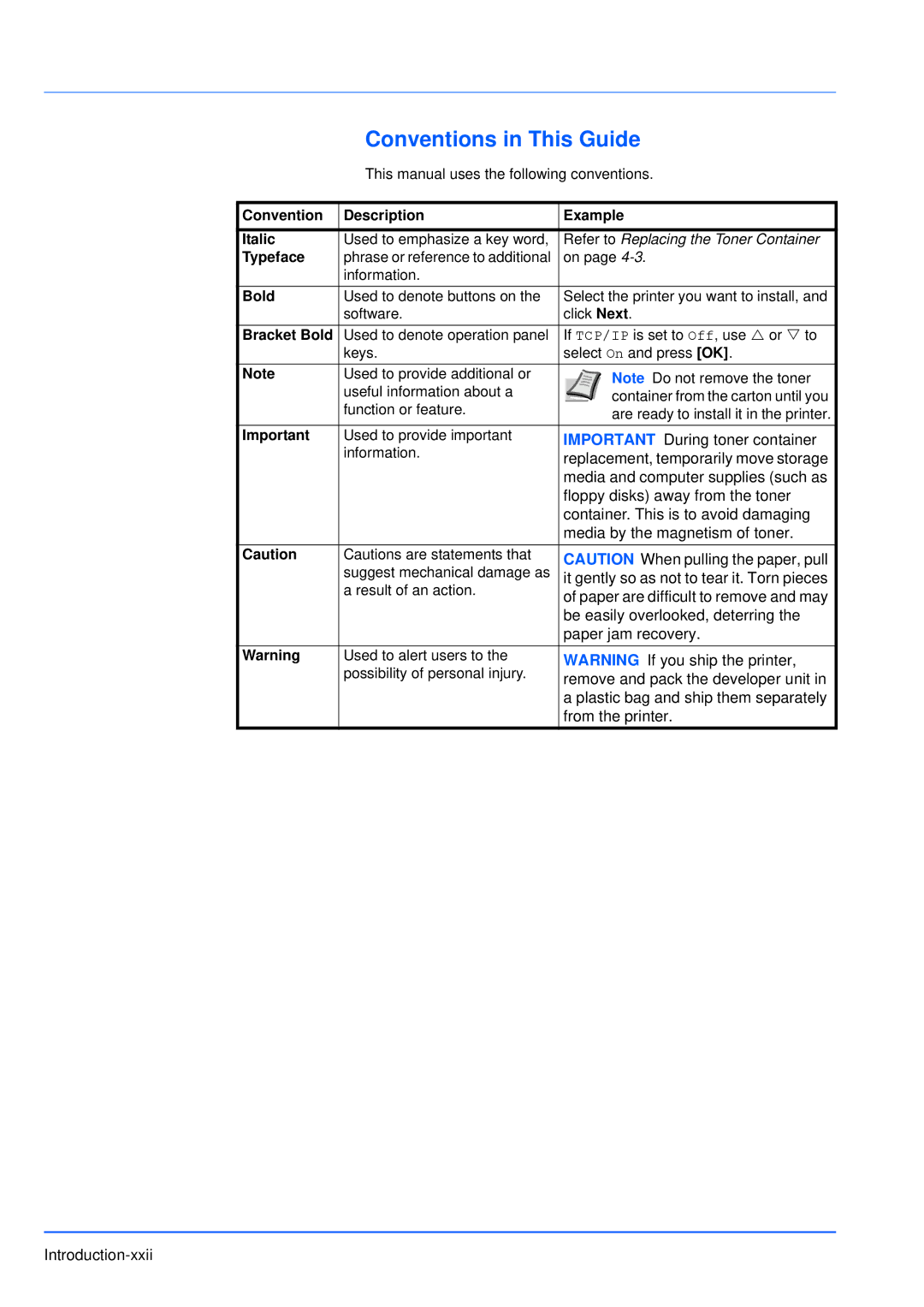 Kyocera FS-3920DN manual Conventions in This Guide, Bracket Bold 