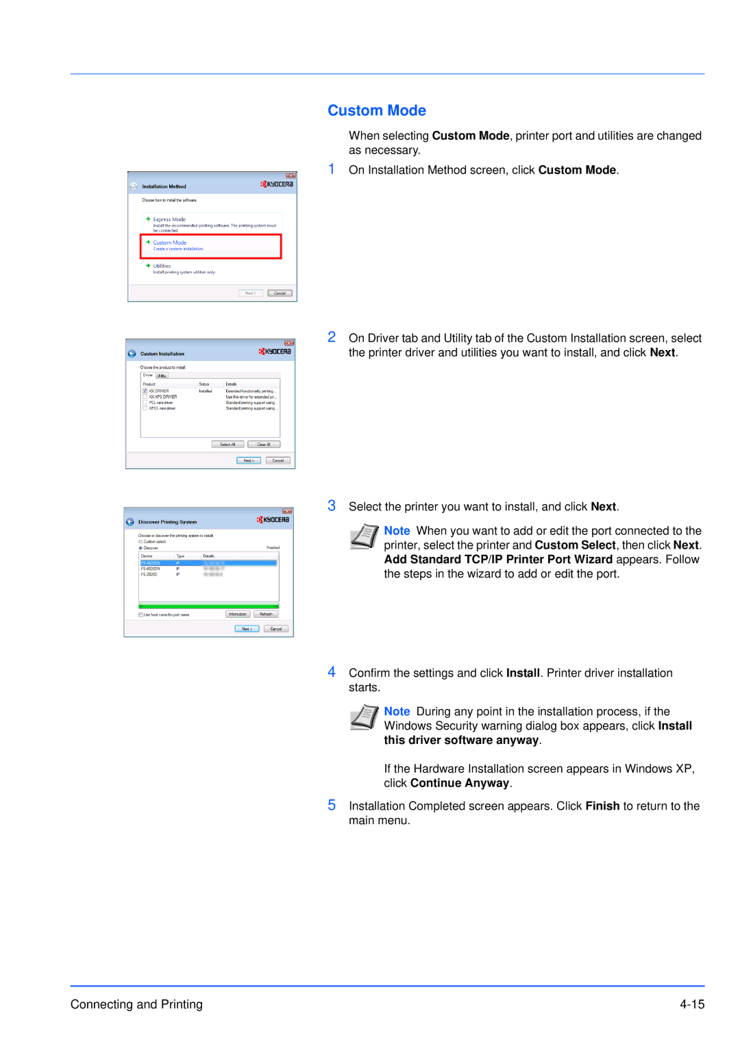 Kyocera FS-3920DN manual Custom Mode 