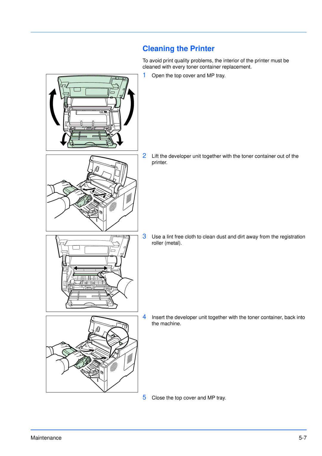 Kyocera FS-3920DN manual Cleaning the Printer 