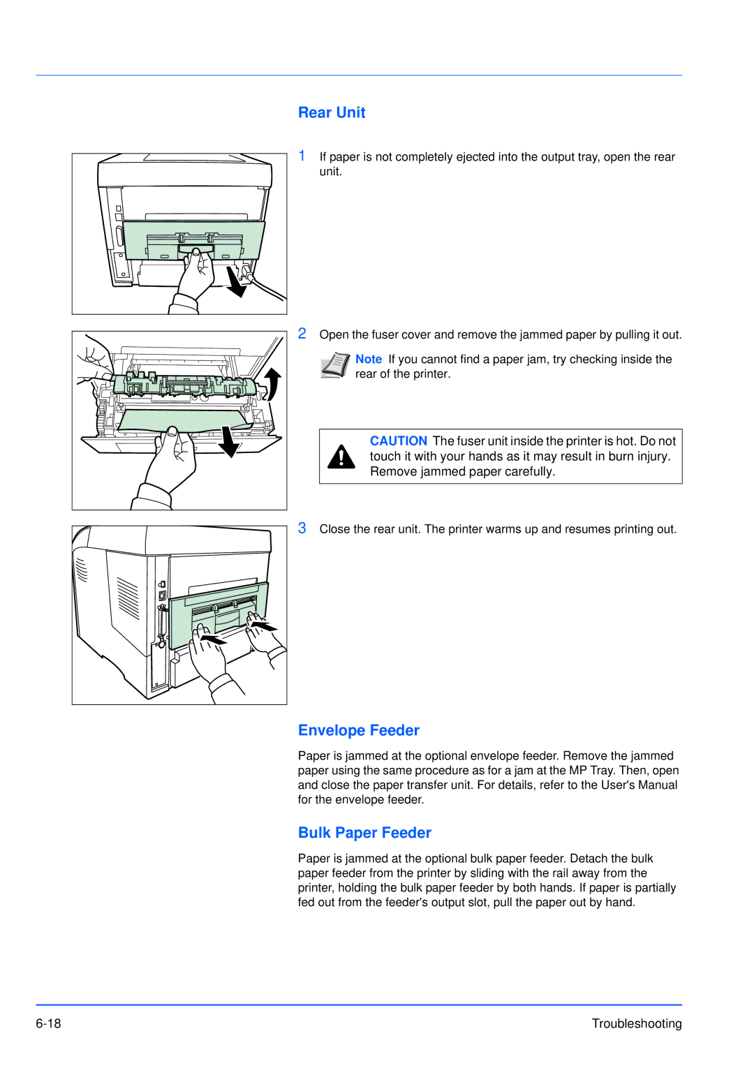 Kyocera FS-3920DN manual Rear Unit, Envelope Feeder Bulk Paper Feeder 