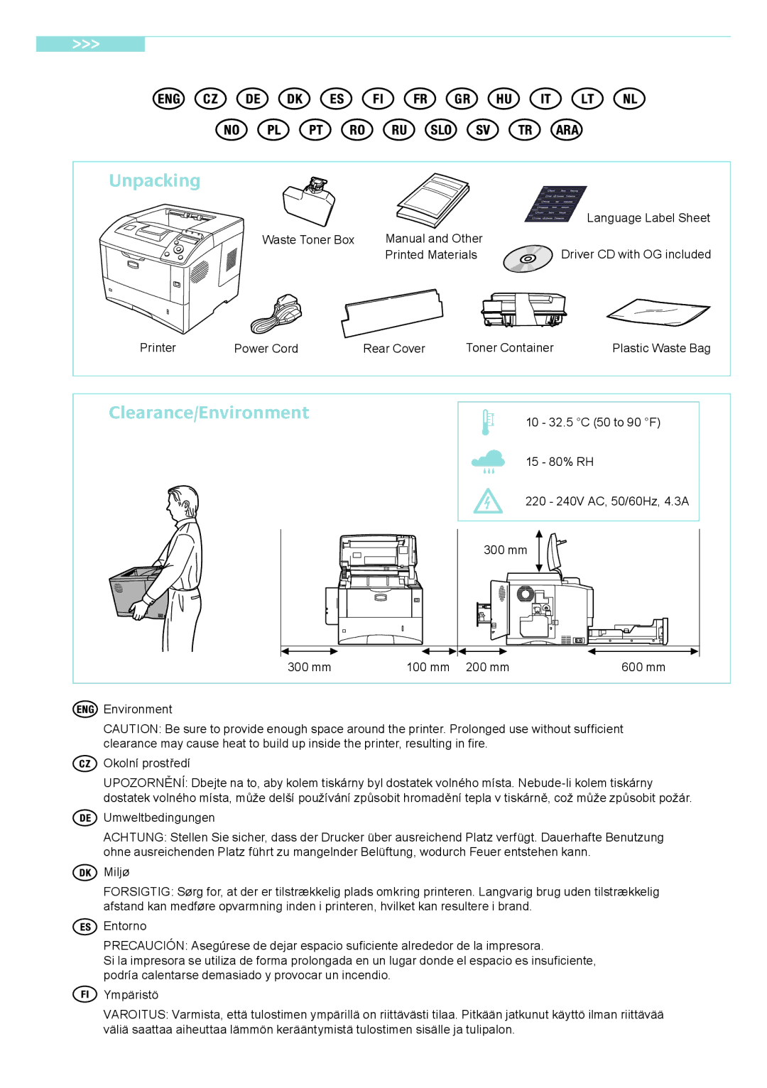 Kyocera Fs-4020dn, Fs-2020d manual Unpacking 