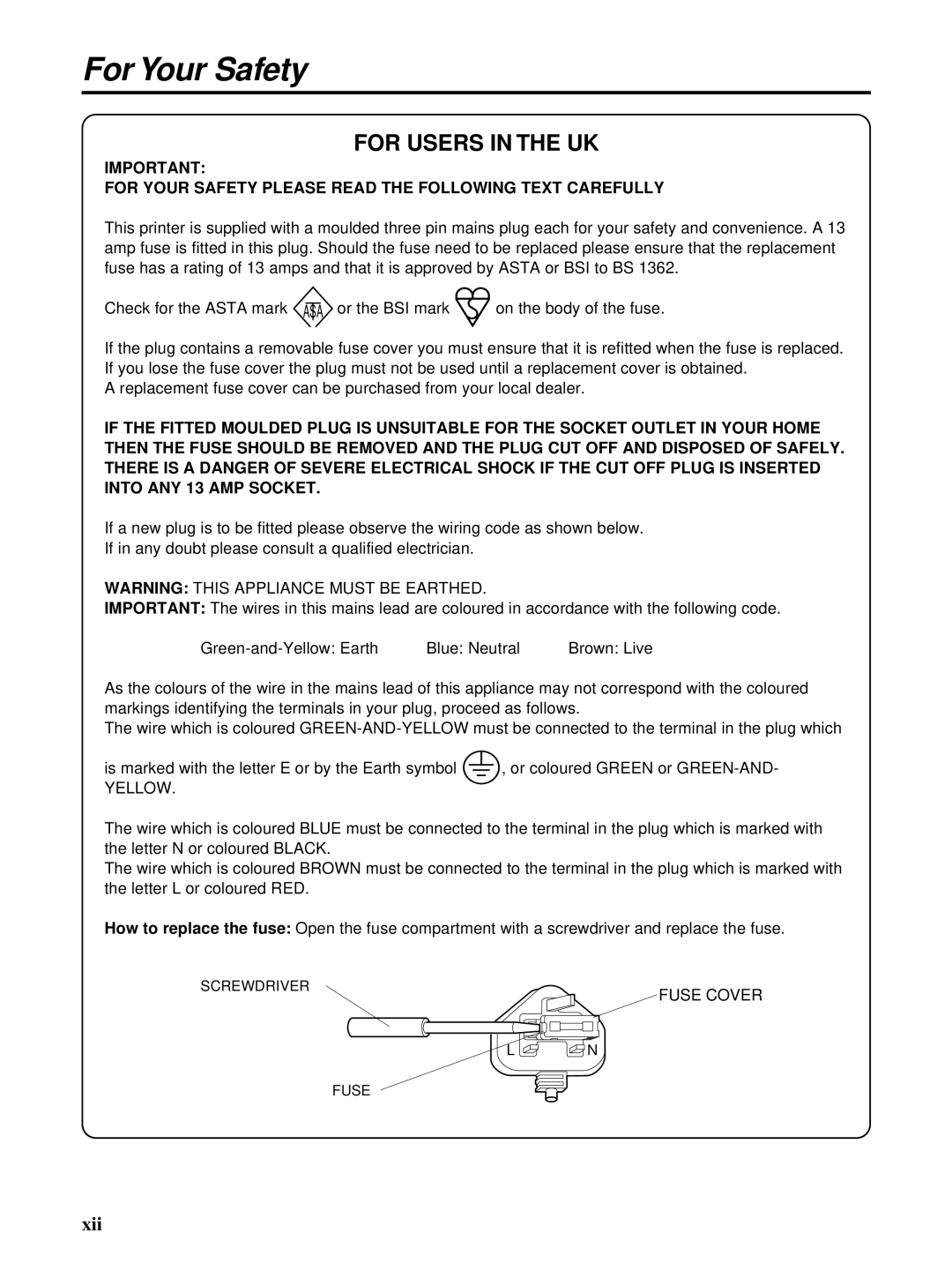 Kyocera FS-5900C manual For Users in the UK 