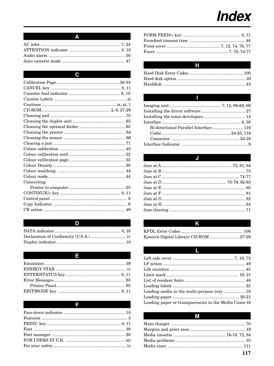 Kyocera FS-5900C manual Index 