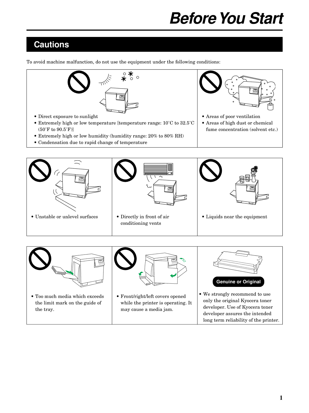 Kyocera FS-5900C manual Before You Start 