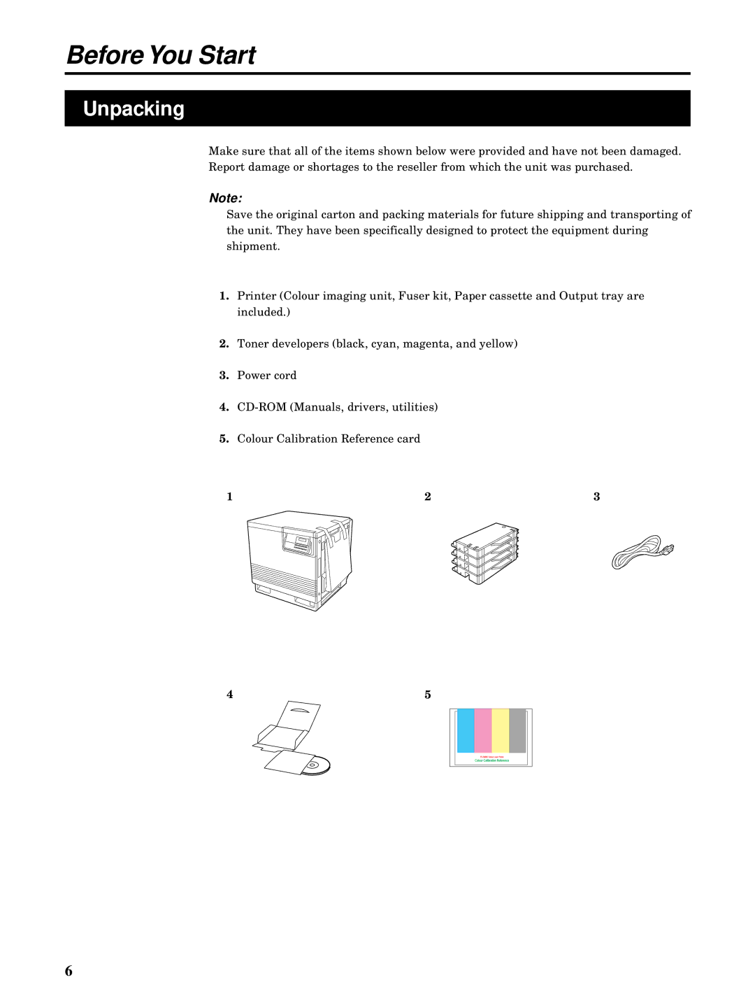 Kyocera FS-5900C manual Unpacking 