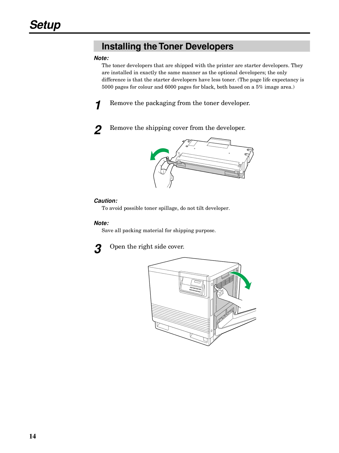 Kyocera FS-5900C manual Installing the Toner Developers 