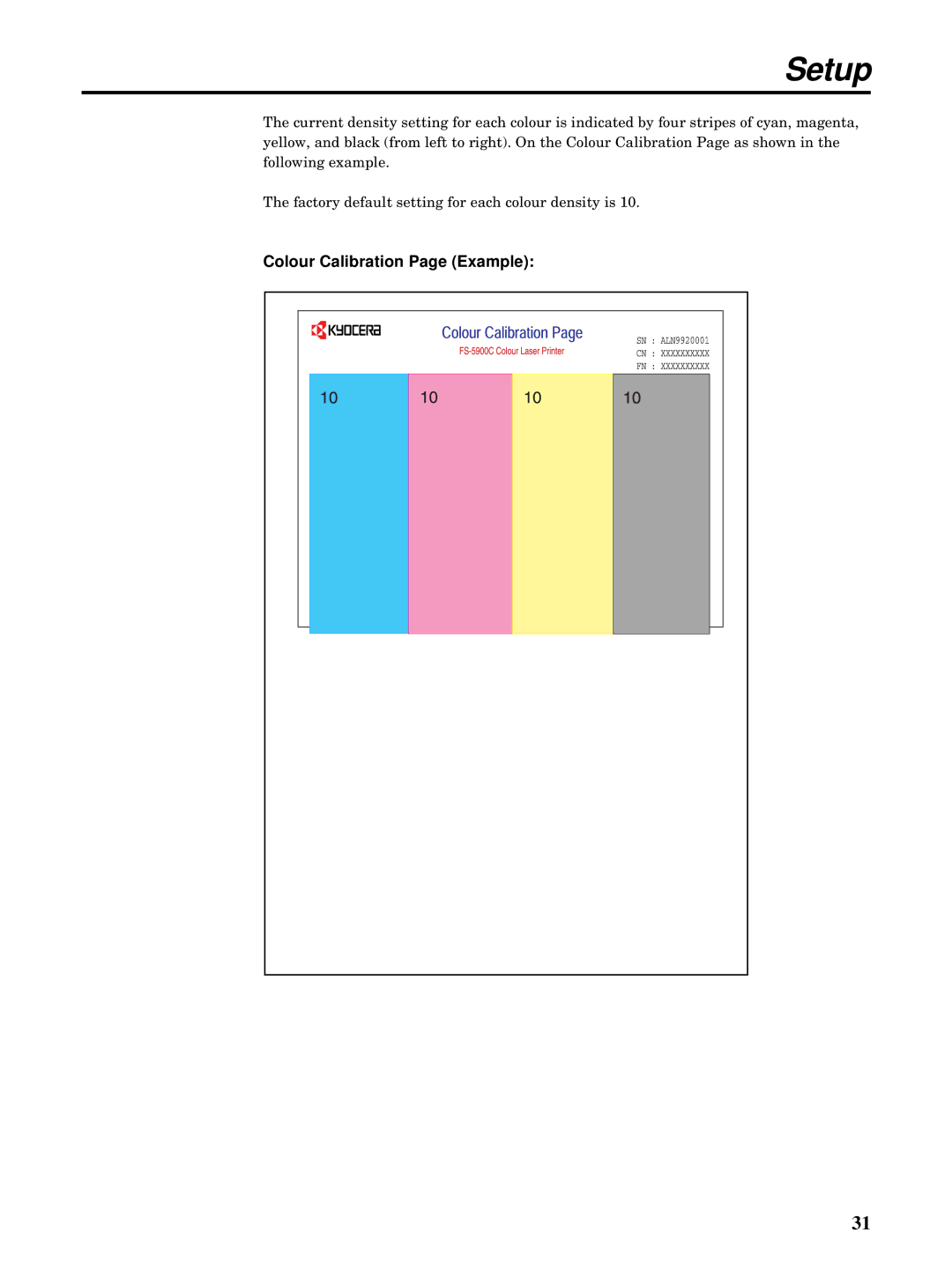 Kyocera FS-5900C manual Colour Calibration Page Example 